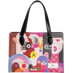 Gwyneth Lewin TekTote leather tote, Woman's Best Friend limited edition print, front view