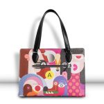 Gwyneth Lewin TekTote leather tote, Woman's Best Friend limited edition print, front view showing outside zip pocket